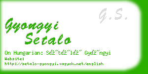 gyongyi setalo business card